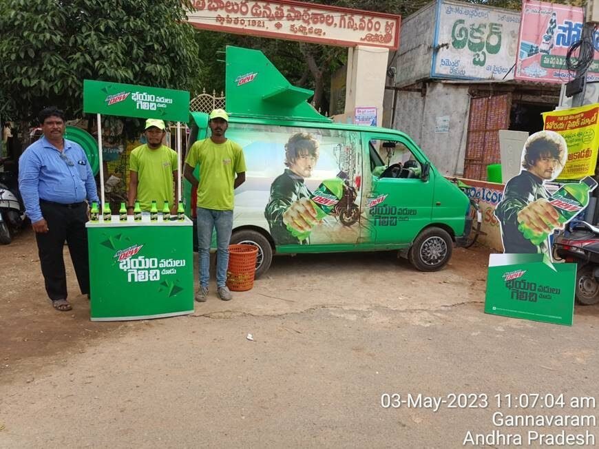 Mountain Dew branded activation van and promoter team in Andhra Pradesh