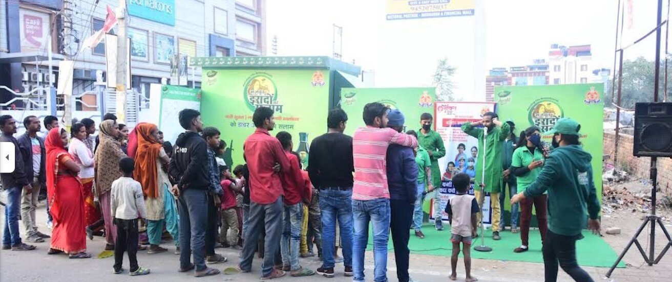 Crowd gathered at a Dabur community brand activation stage