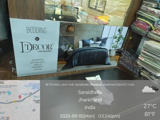D'Decor Bedding in-shop branding poster at a home furnishing store
